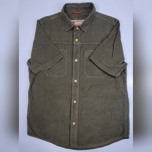 Iron and Resin Herman Shirt Mens Small S Corduroy Green Flap Pockets Huckberry